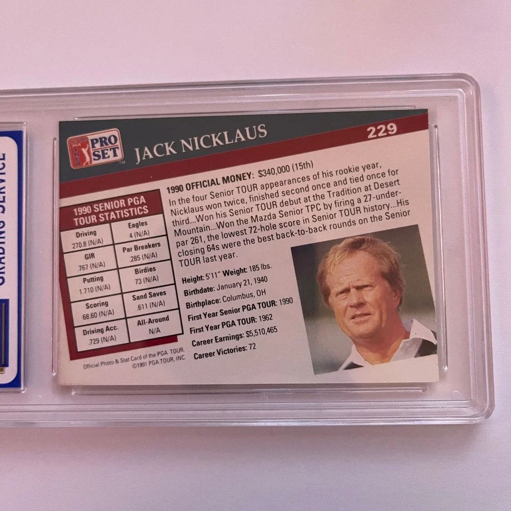 1991 Pro Set Jack Nicklaus Golf Card #229‎ PGS NM-MT 8 Graded Official PGA Tour